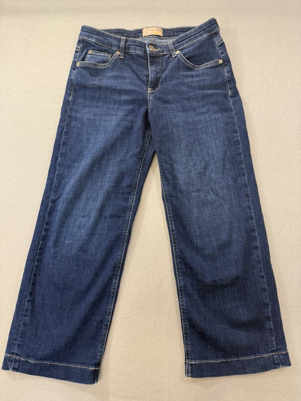 Mac Sylvie Meis 24/7 Rich Culotte Jeans Size 36 Med Wash Wide Leg Crop